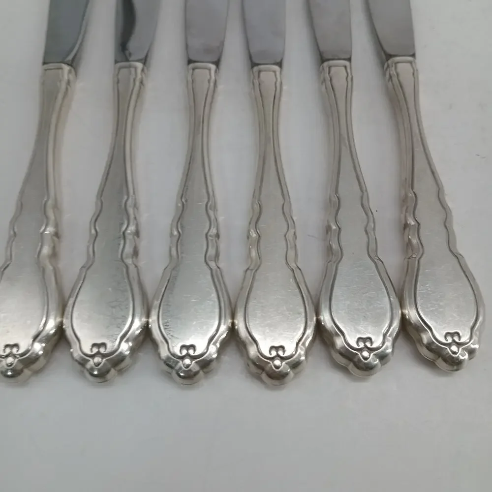 6X BK Rogers Oneida ALOUETTE Silverplate Butter Dinner Knives 1978